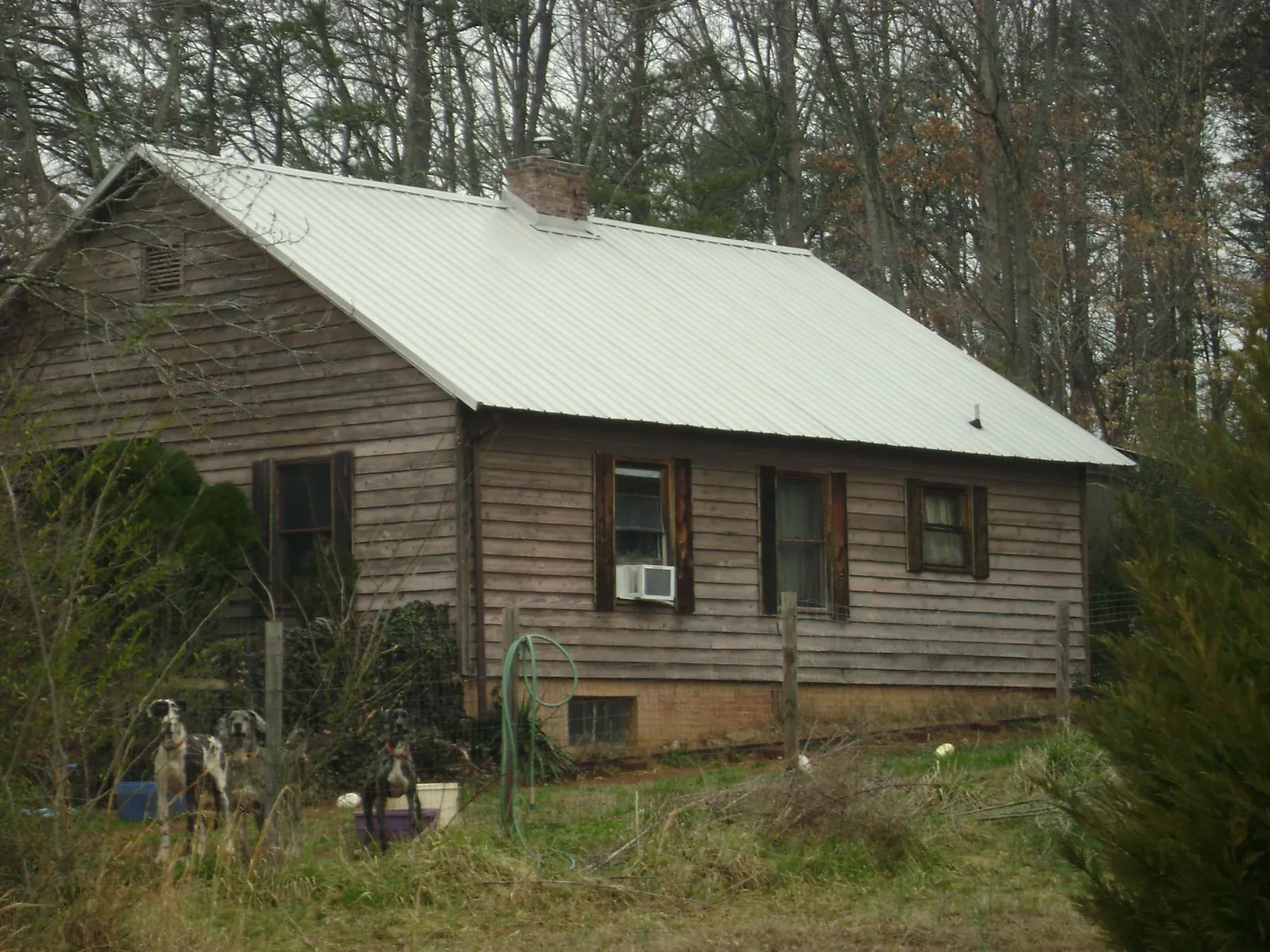 White metal roof on an old wood sided farmhouse, from a Asphalt Shingle Roof Repair job in Etna